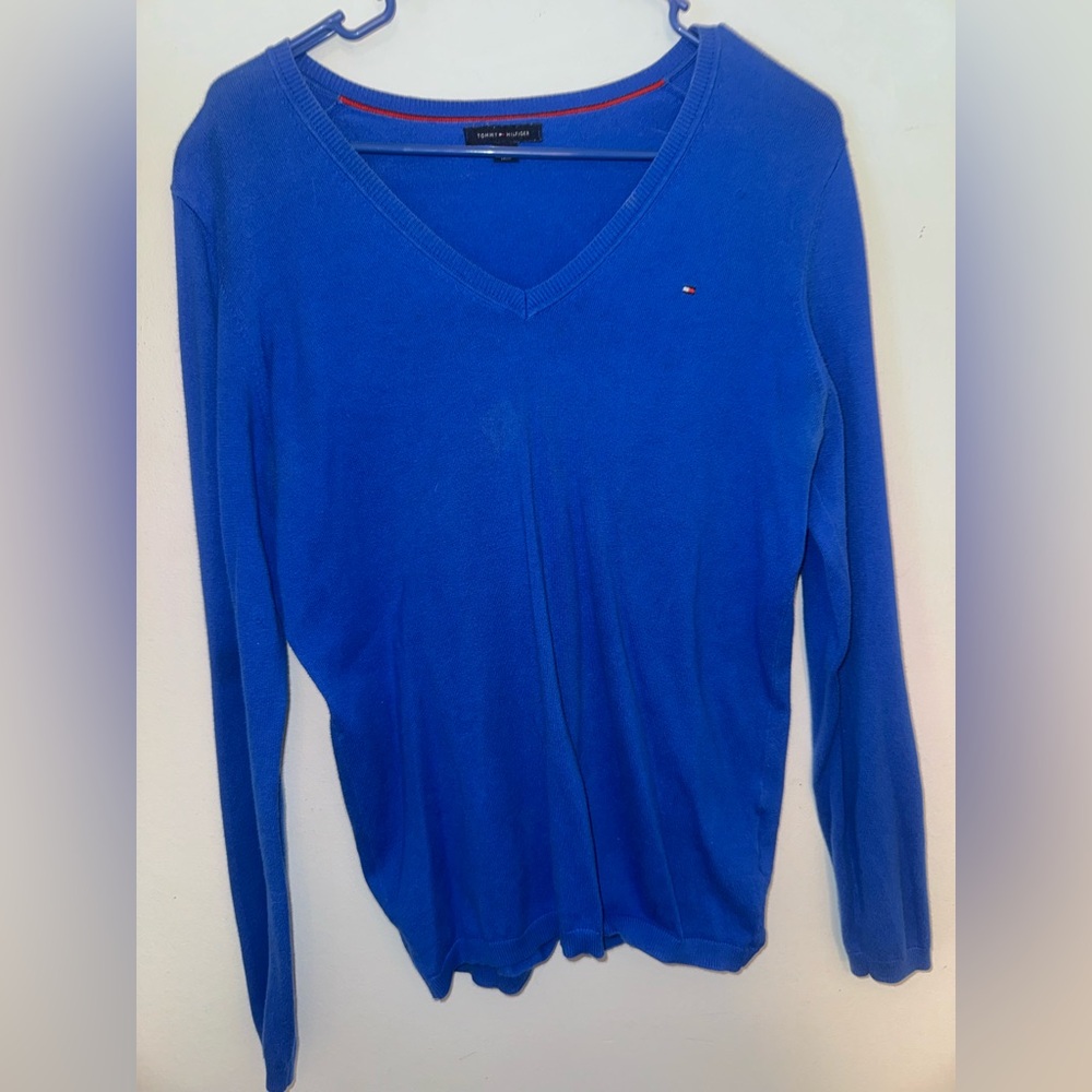 Tommy Hilfiger Women's Royal Blue V-Neck Blouse